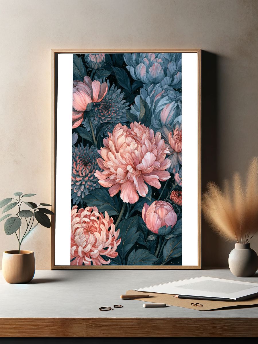 Peony Bloom Botanical Print. — room view 2