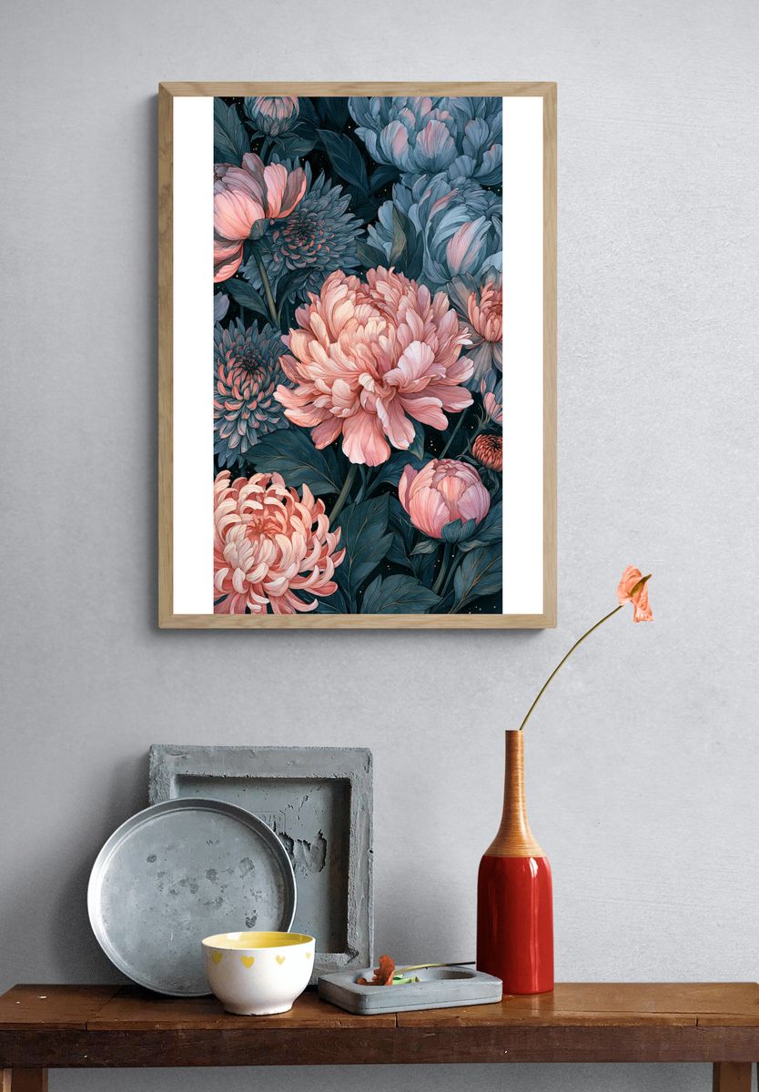 Peony Bloom Botanical Print. — room view 3