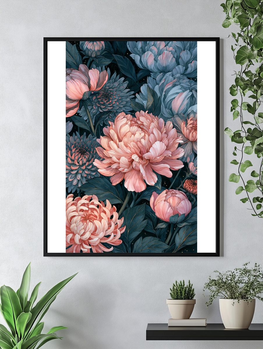 Peony Bloom Botanical Print. — room view 4