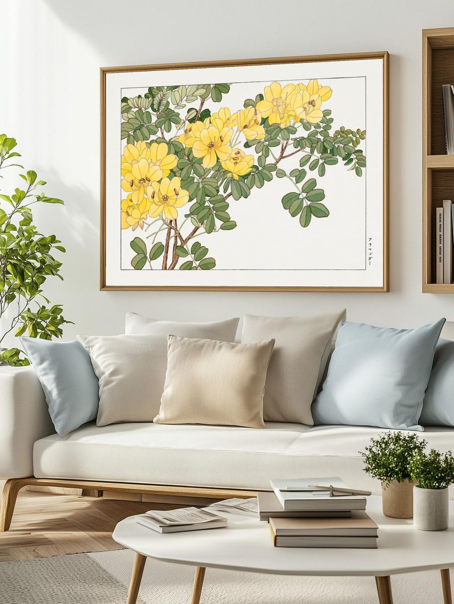 Allamanda flower, Japanese woodblock art. — room view 2