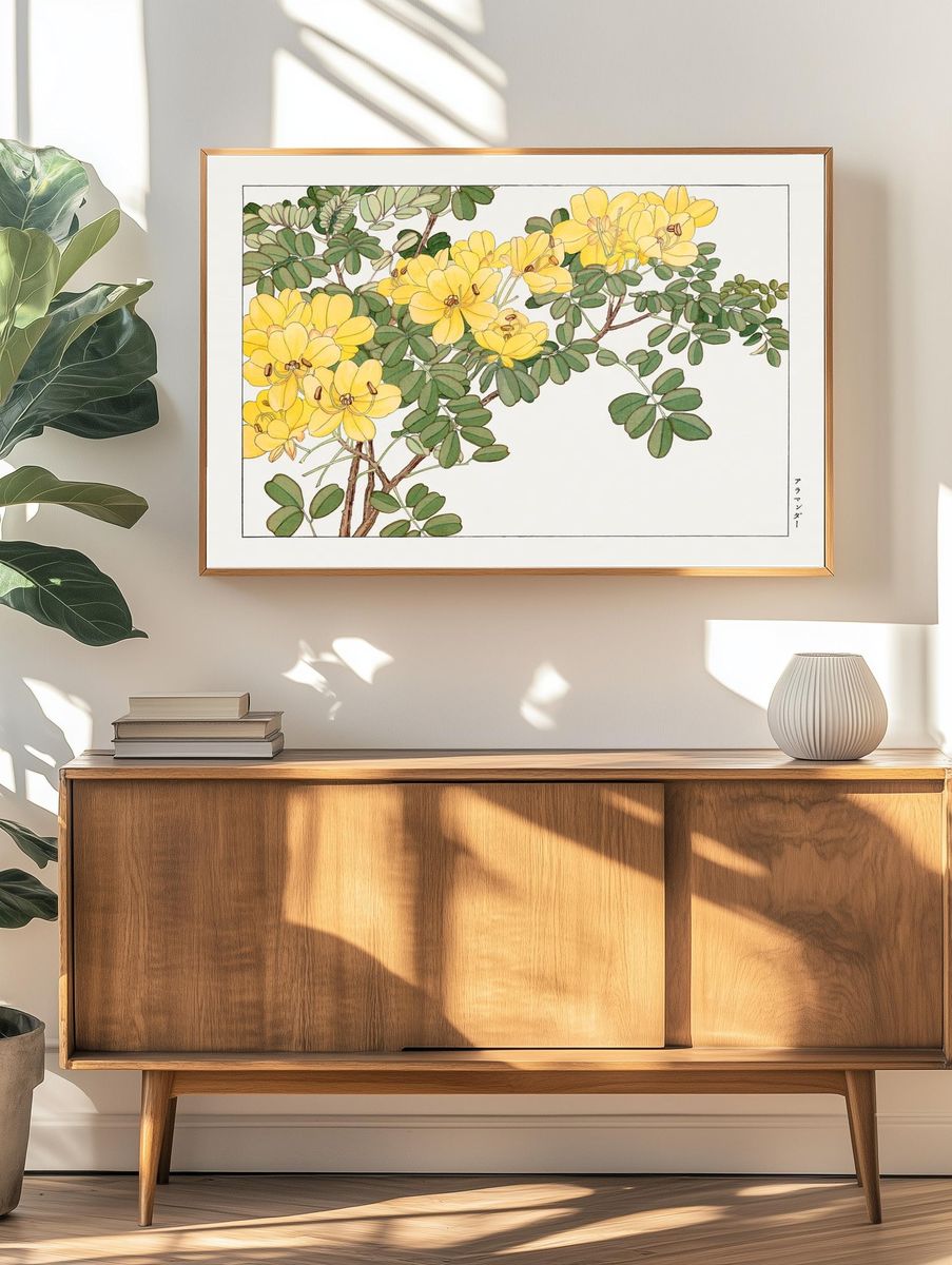 Allamanda flower, Japanese woodblock art. — room view 3