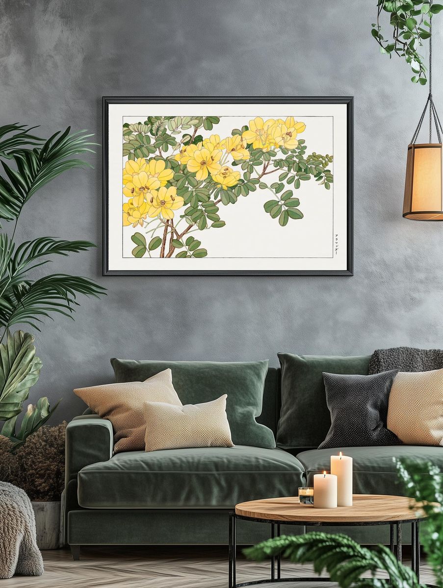 Allamanda flower, Japanese woodblock art. — room view 4