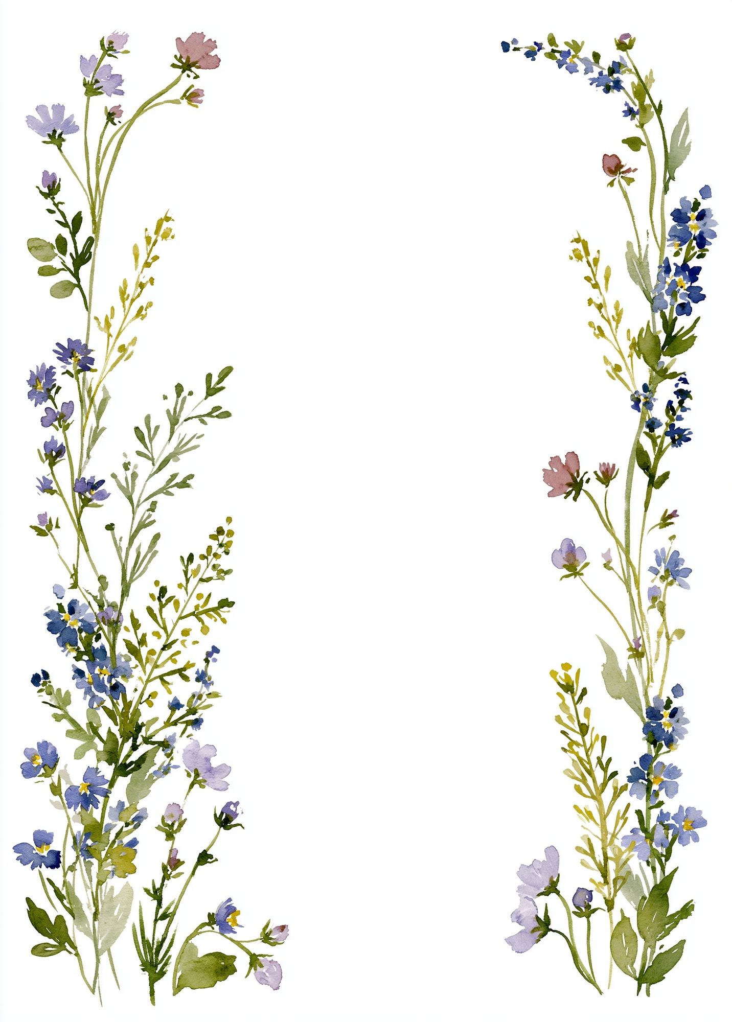 Wildflower Border Watercolor Print. poster detail