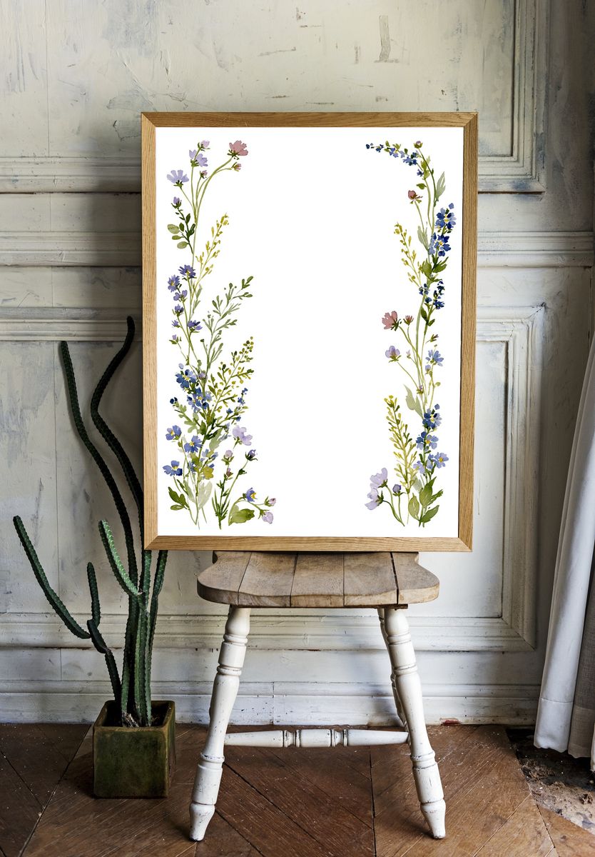 Wildflower Border Watercolor Print. — room view 1