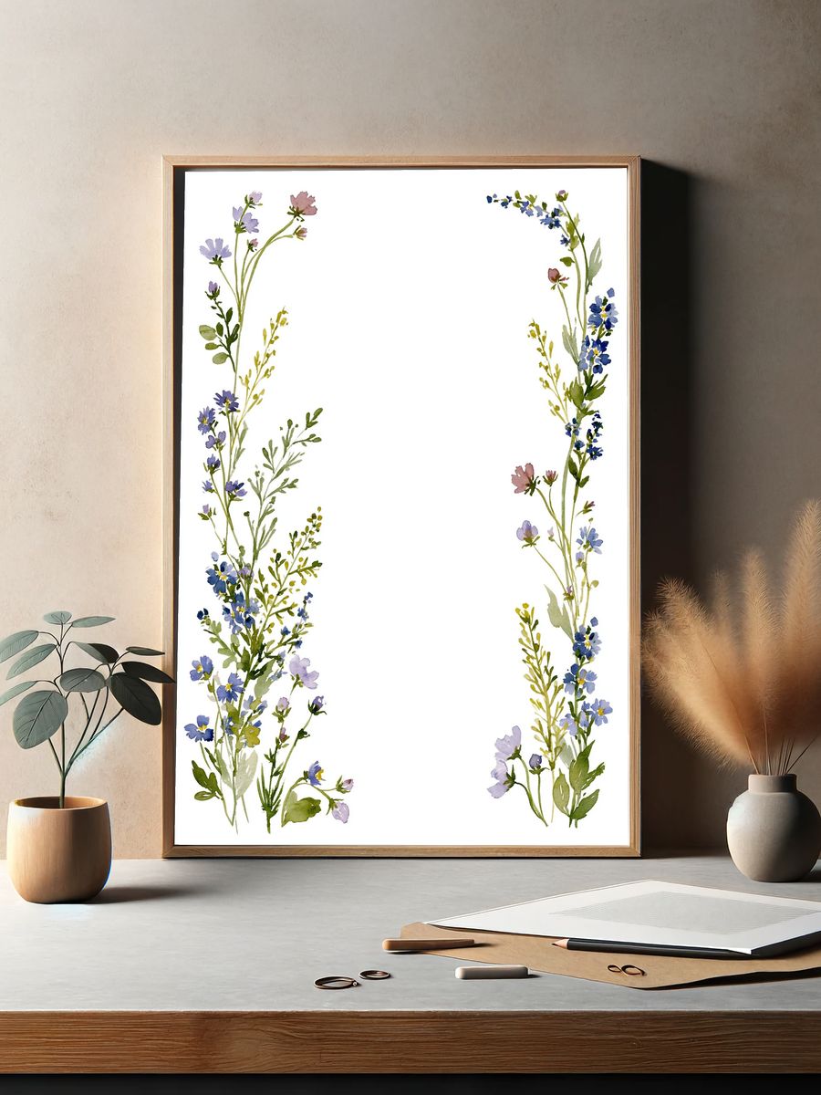 Wildflower Border Watercolor Print. — room view 2