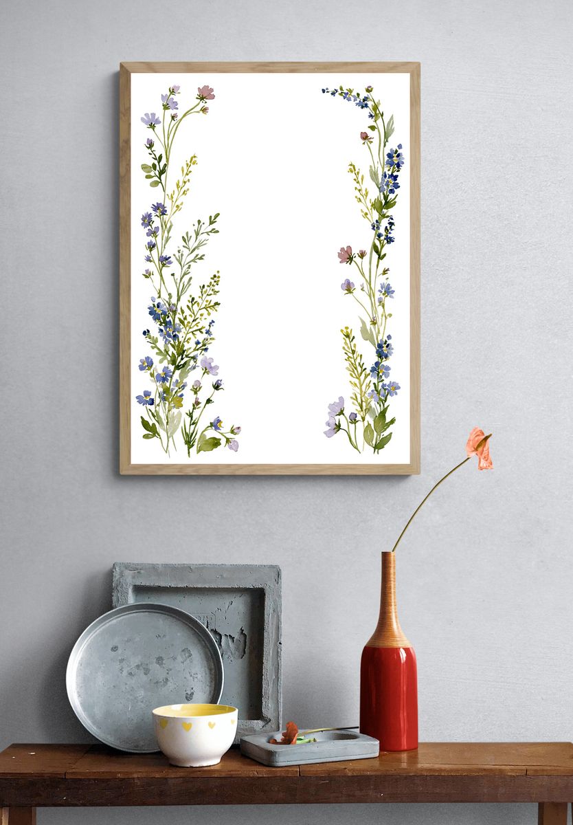 Wildflower Border Watercolor Print. — room view 3