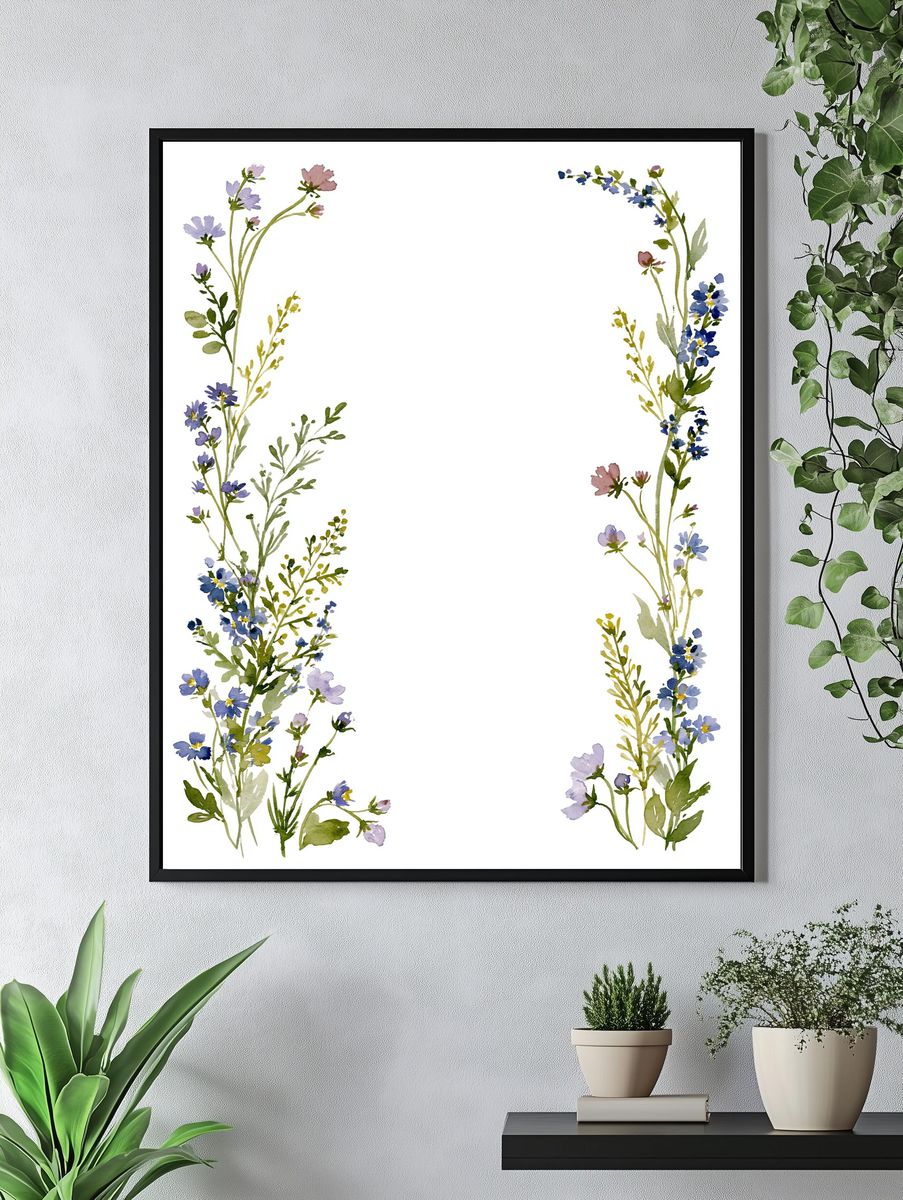 Wildflower Border Watercolor Print. — room view 4
