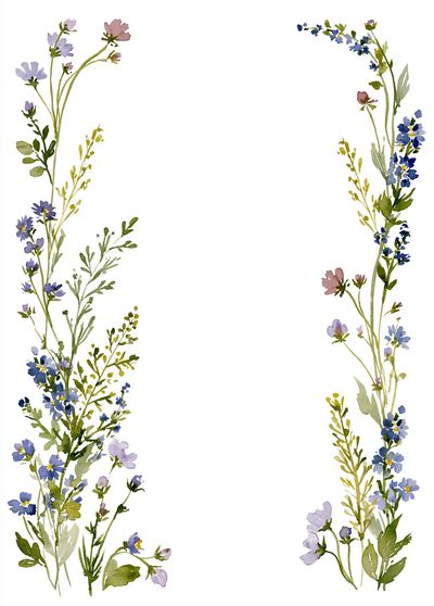 Wildflower Border Watercolor Print. poster