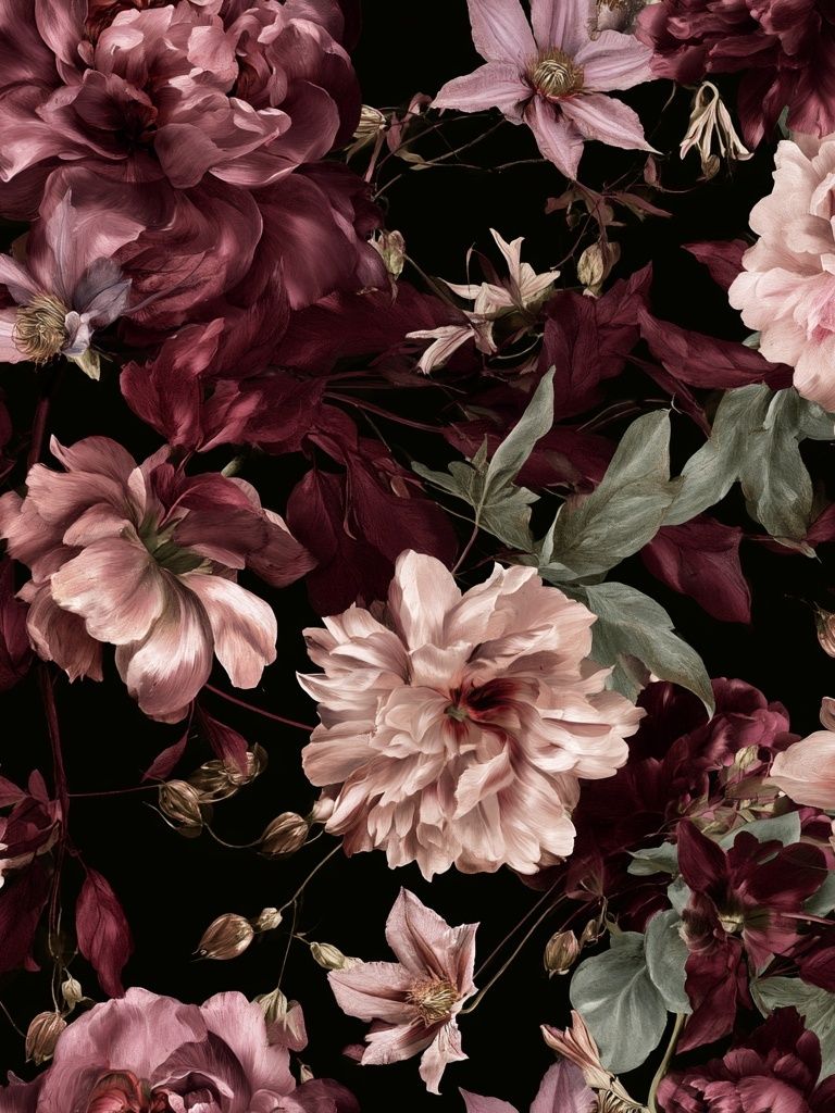 Mauve Peonies Botanical Poster. poster detail