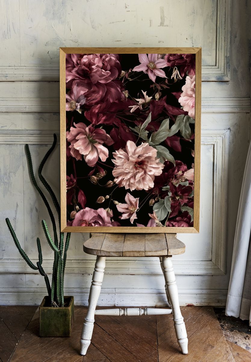 Mauve Peonies Botanical Poster. — room view 1