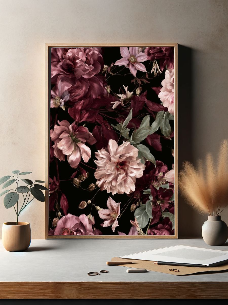 Mauve Peonies Botanical Poster. — room view 2
