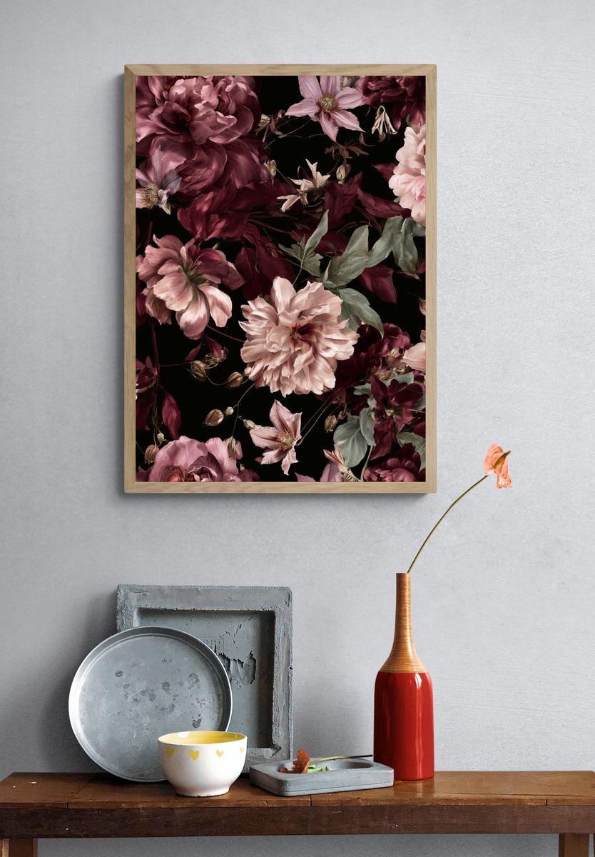 Mauve Peonies Botanical Poster. — room view 3