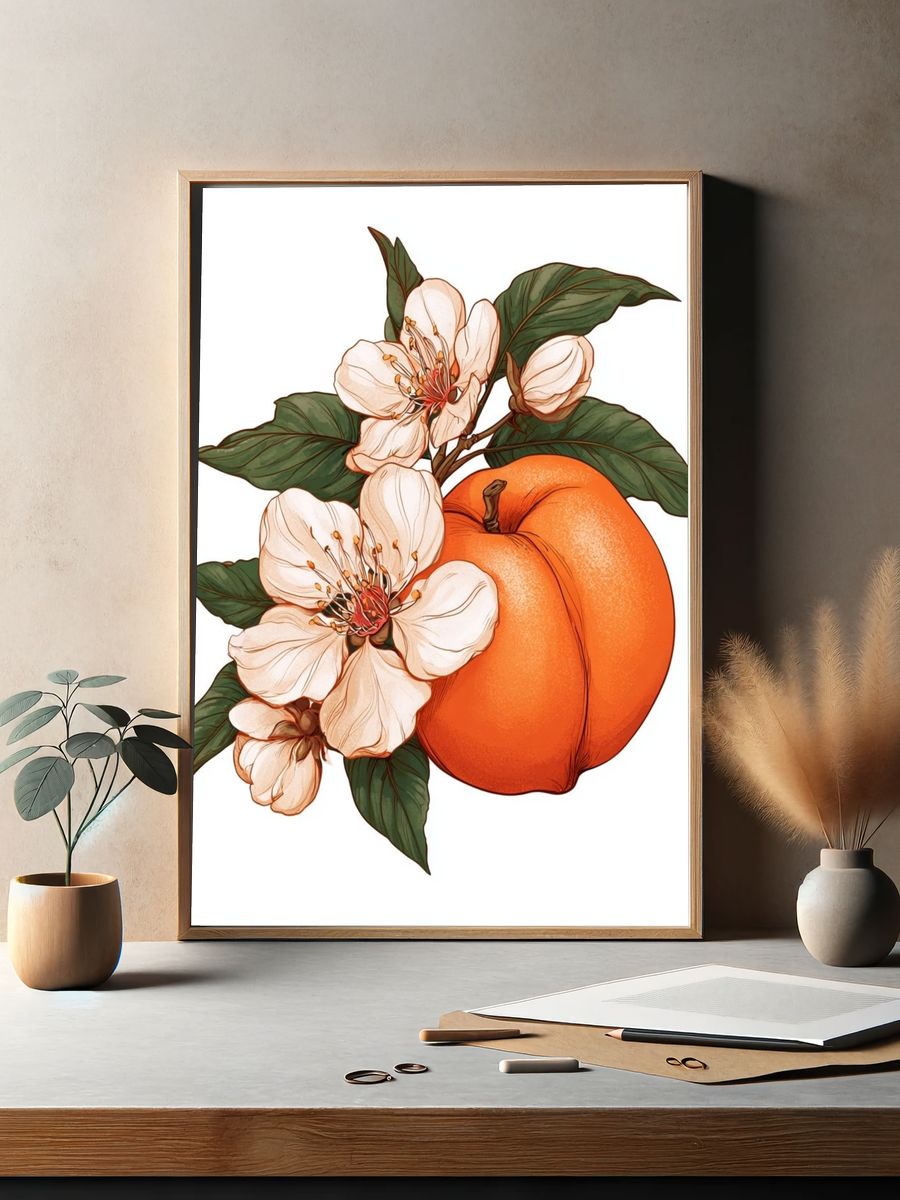 Peach Blossom Botanical Poster. — room view 2