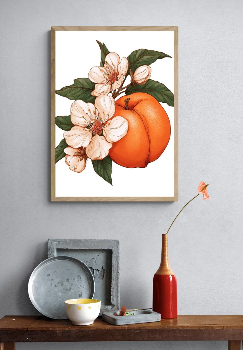 Peach Blossom Botanical Poster. — room view 3