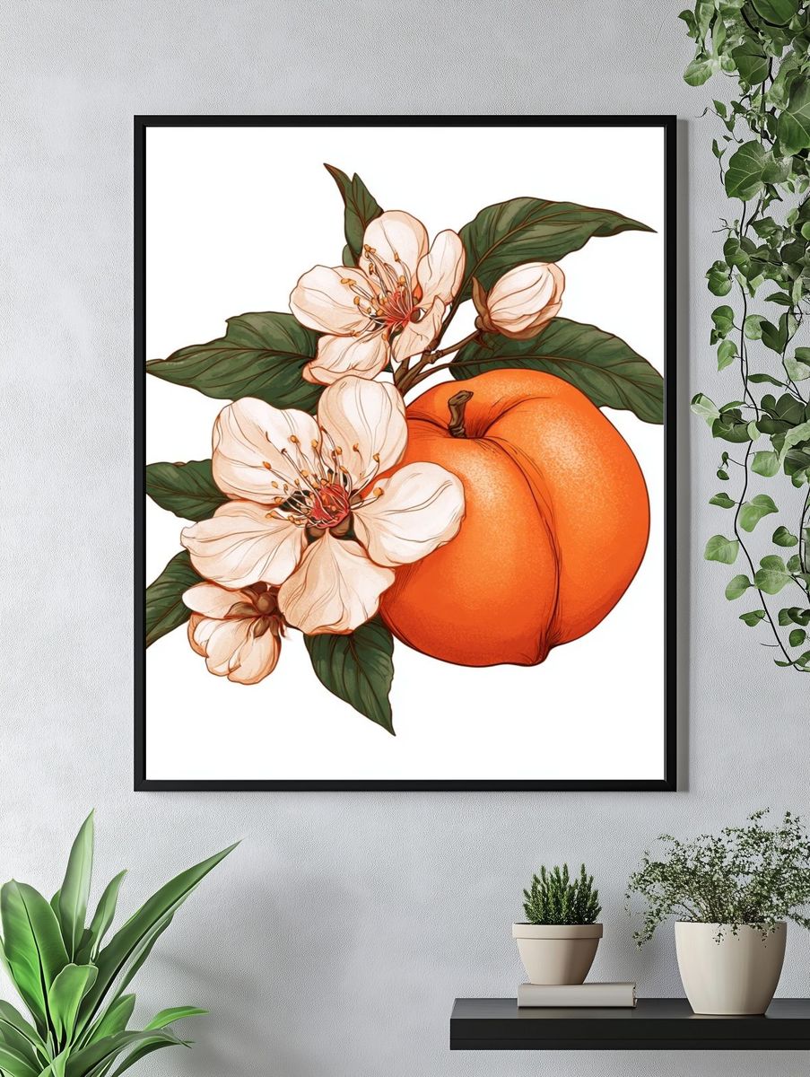 Peach Blossom Botanical Poster. — room view 4