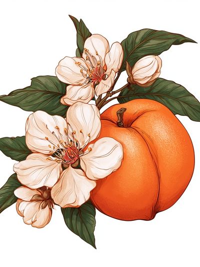 Peach Blossom Botanical Poster. poster