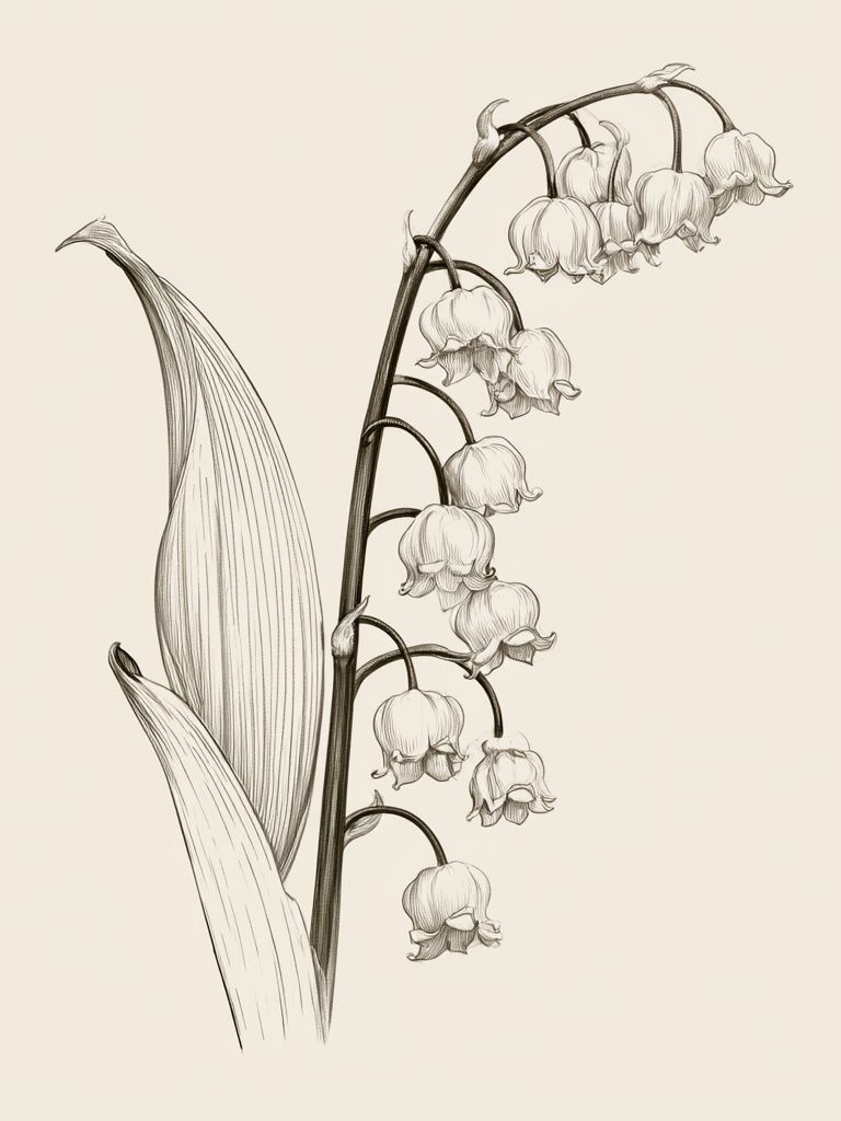 Lily of the Valley Botanical Print. poster detail