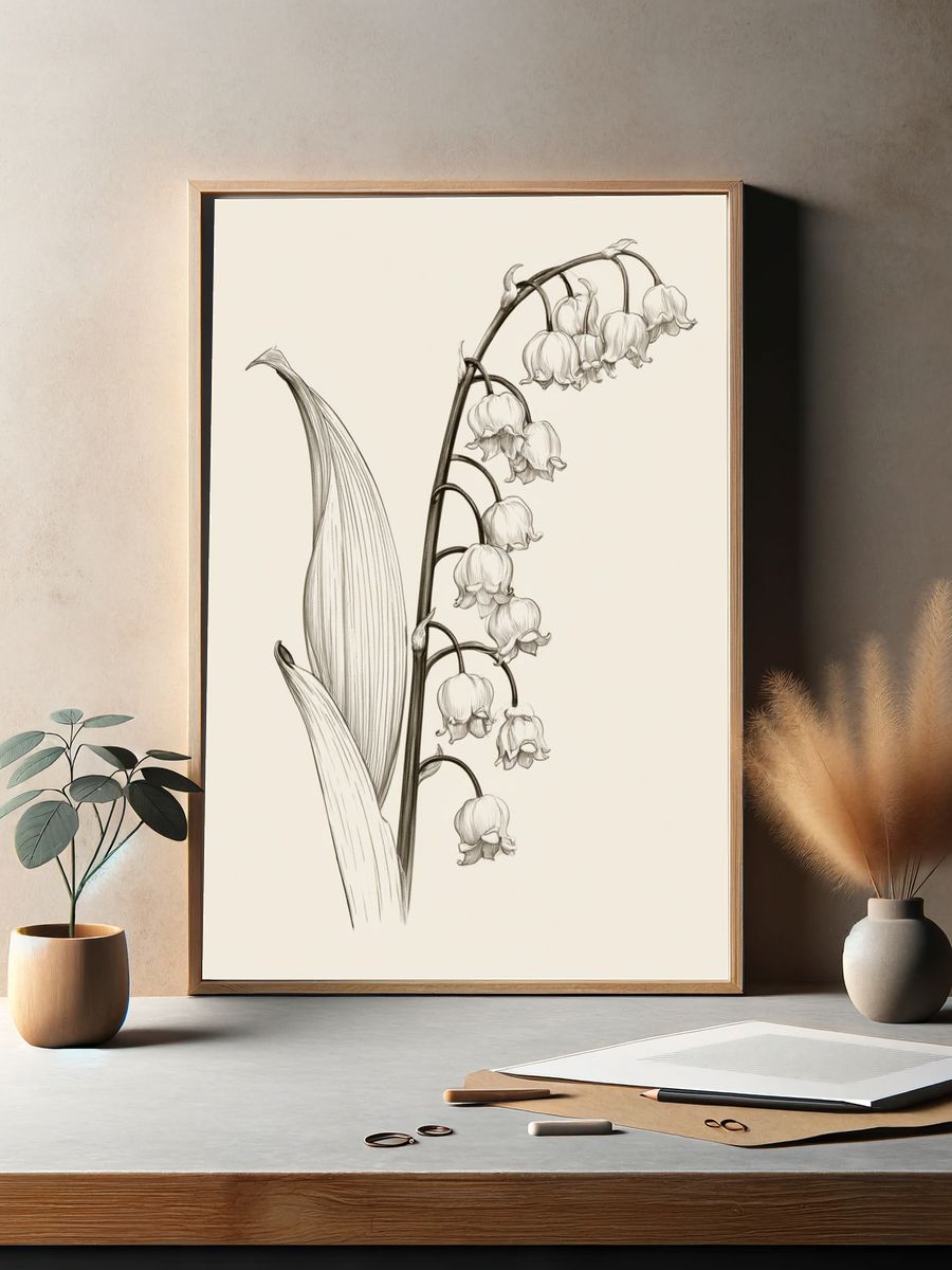 Lily of the Valley Botanical Print. — room view 2