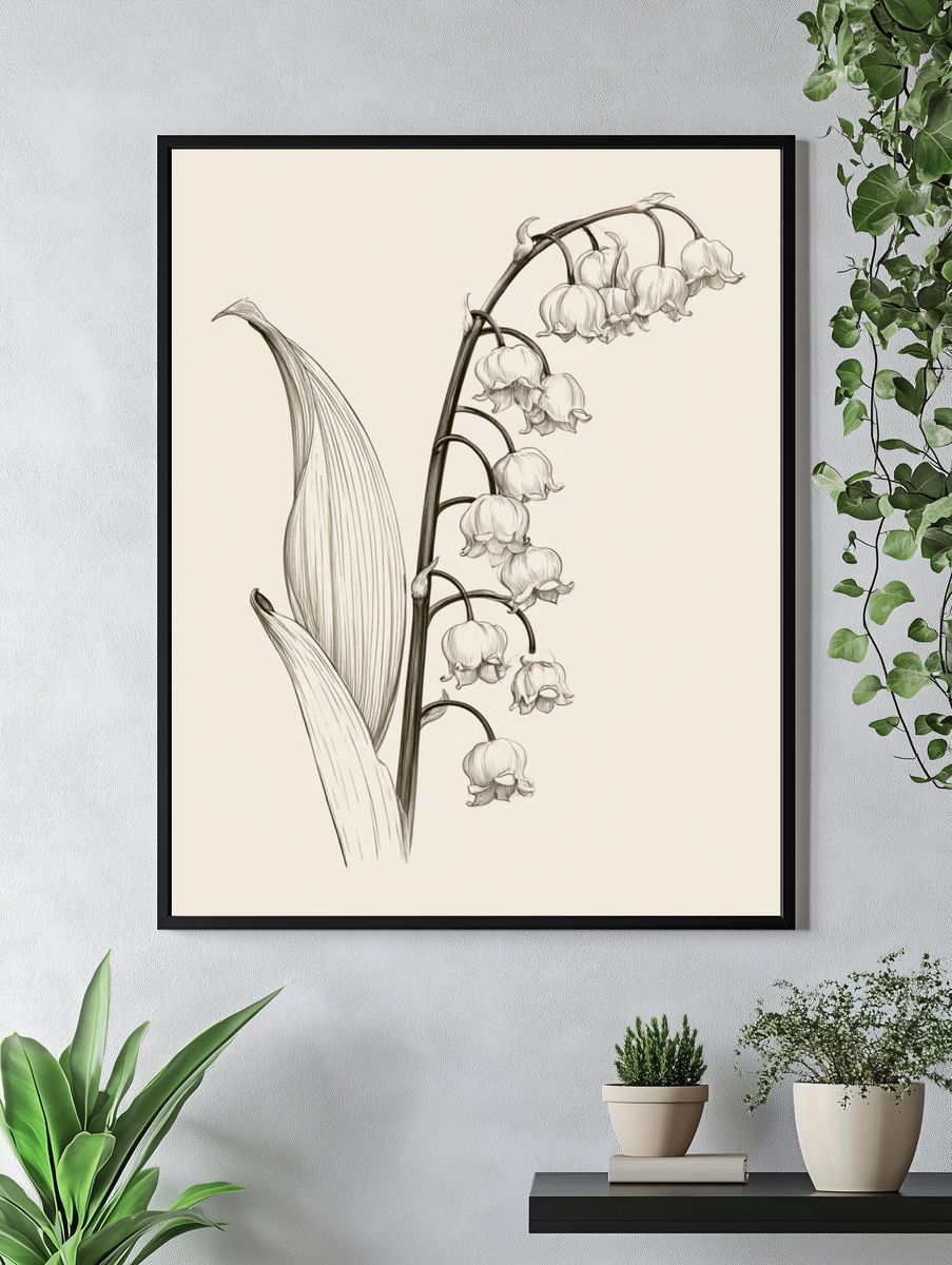Lily of the Valley Botanical Print. — room view 4