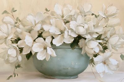 White Magnolia Vase — Fine-Art Print. poster print