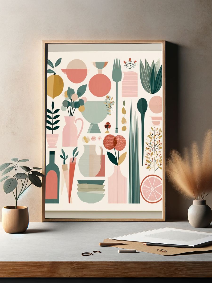 Botanical Still Life Mid-Century Poster. — room view 2
