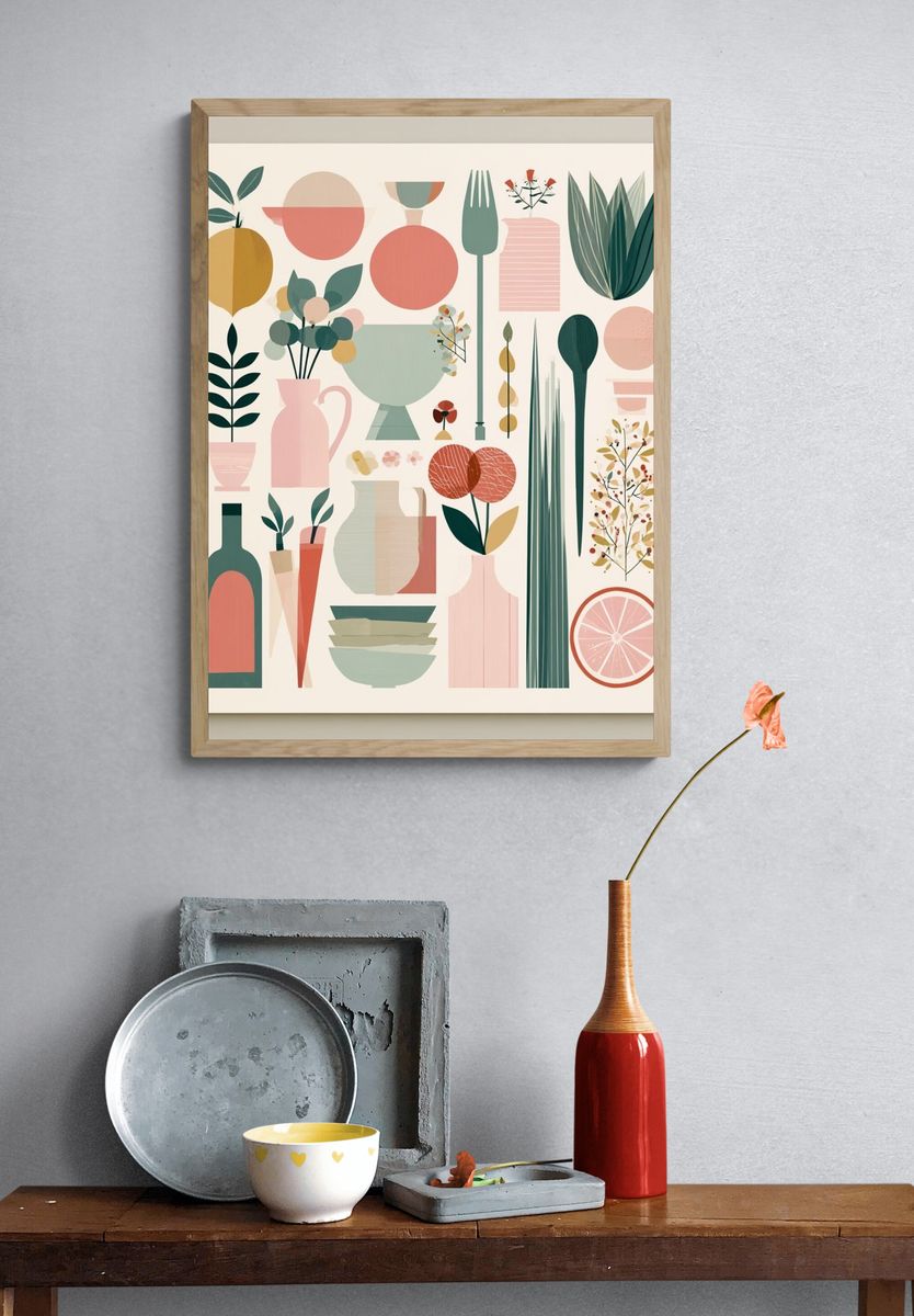 Botanical Still Life Mid-Century Poster. — room view 3
