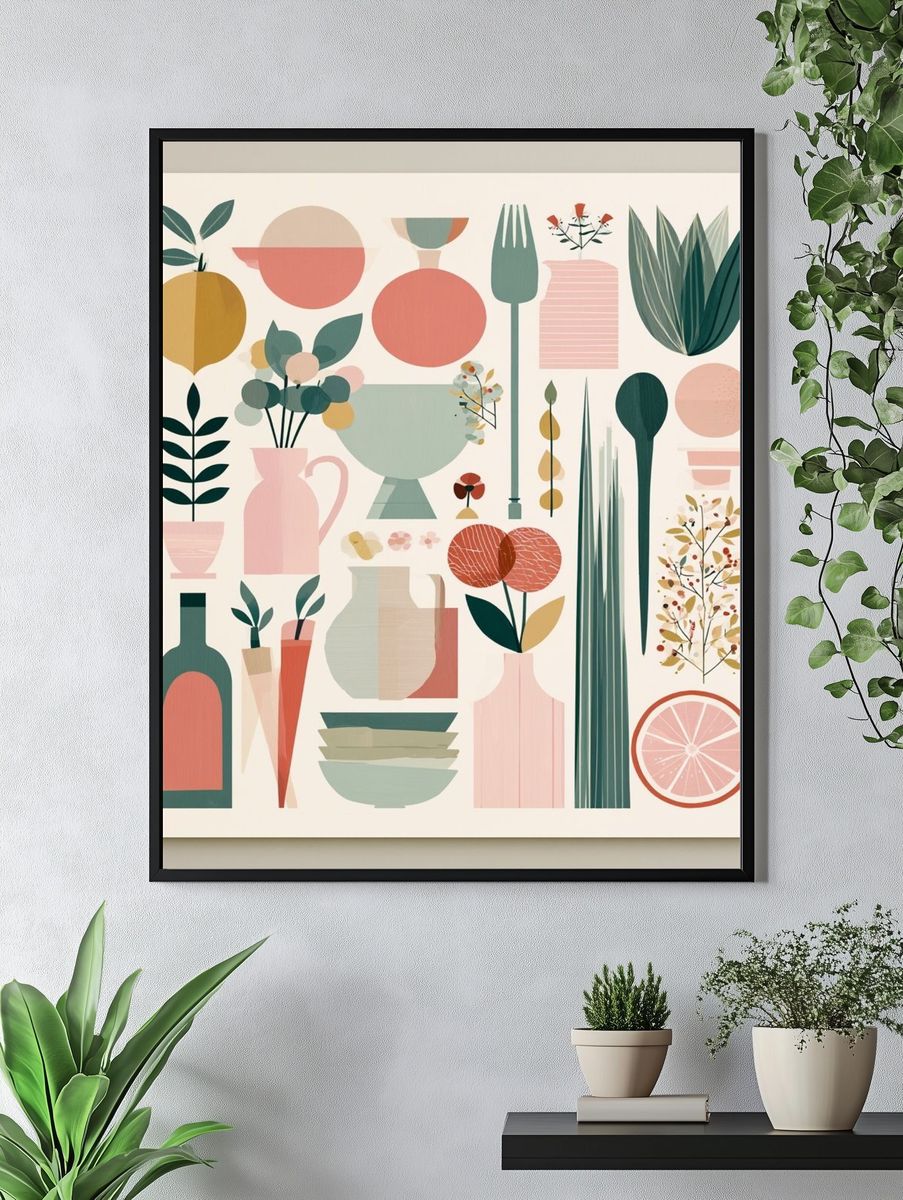 Botanical Still Life Mid-Century Poster. — room view 4
