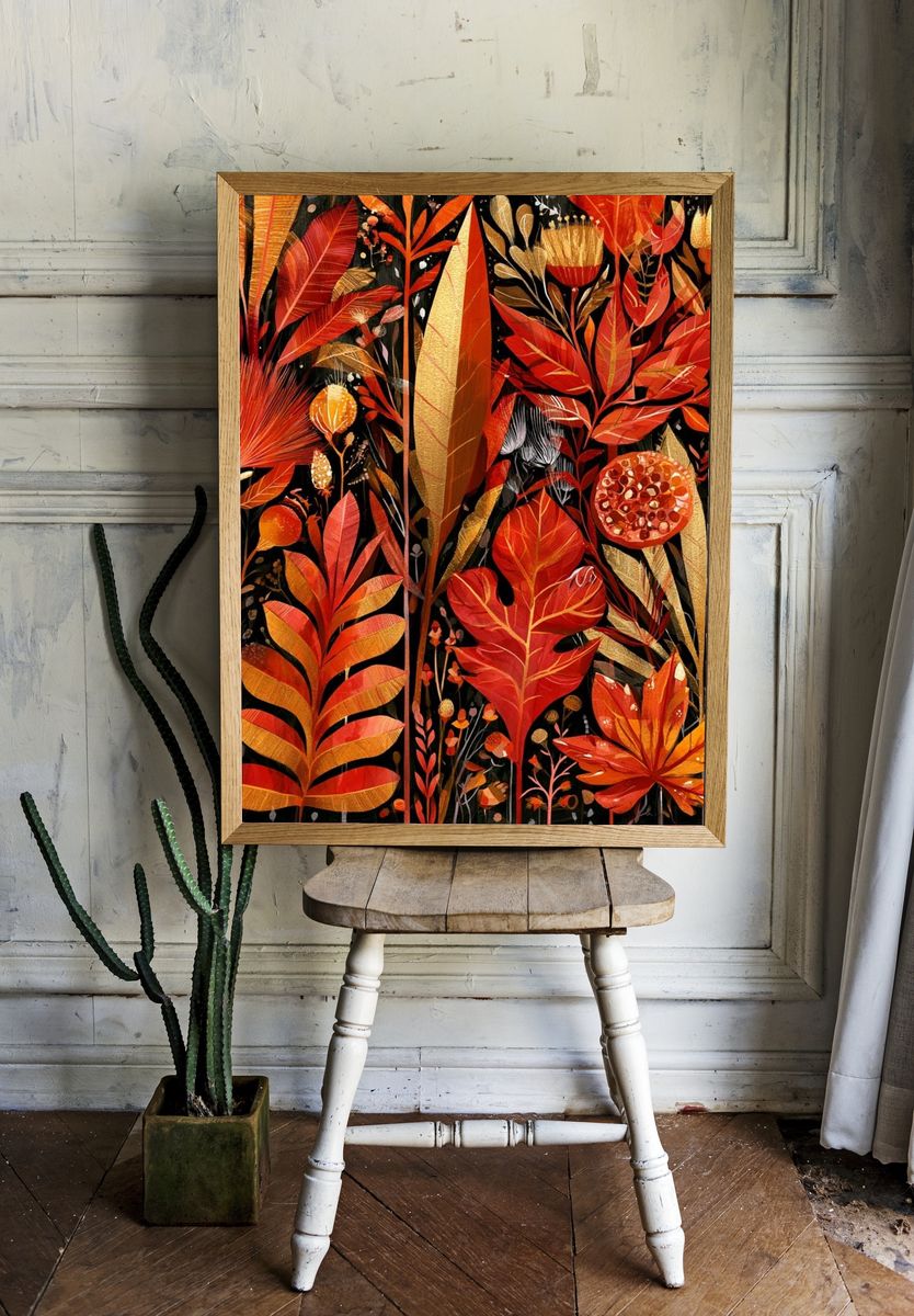 Autumn Botanical Garden Print. room preview