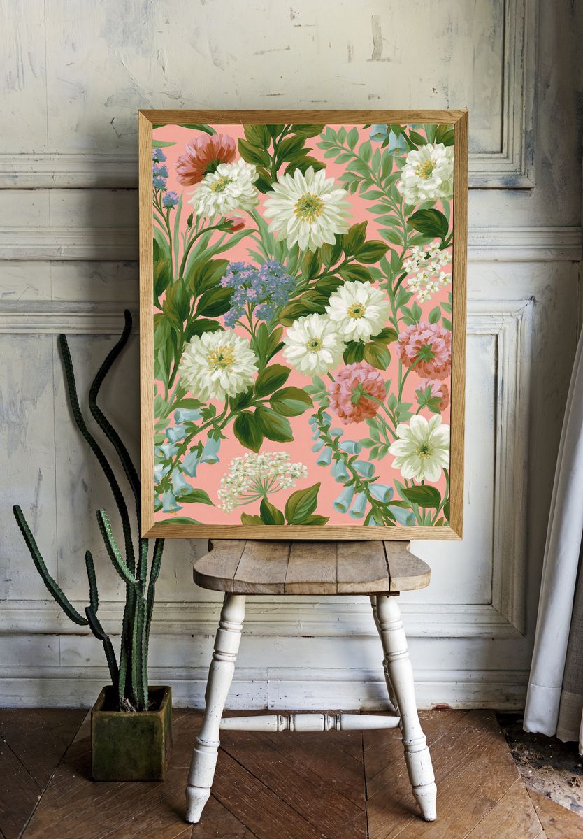 Pastel Floral Garden Illustration Poster. room preview
