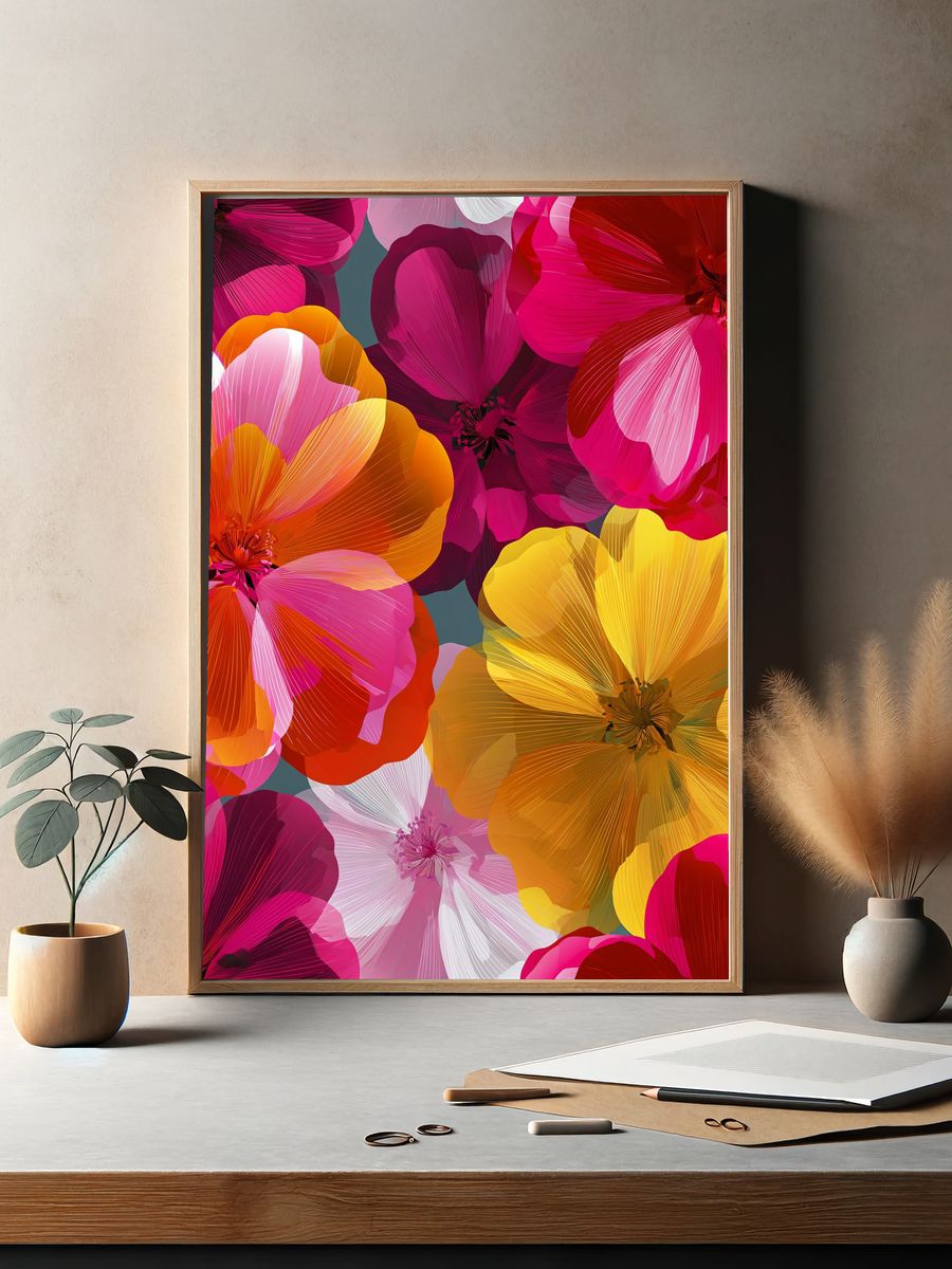 Vibrant Floral Abstract Poster. — room view 2