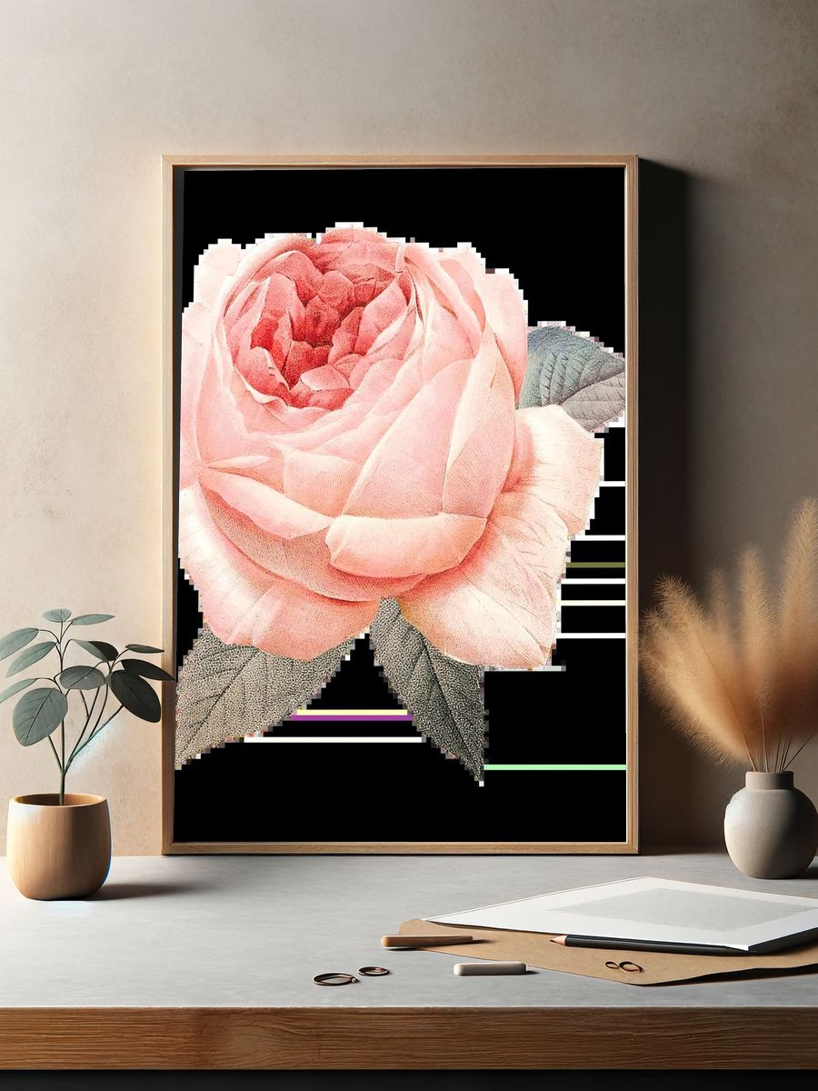 Floral Rose Border Illustration Poster. — room view 2