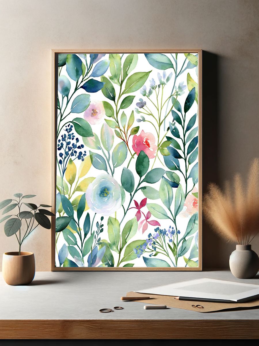 Watercolor Floral Garden Print. — room view 2