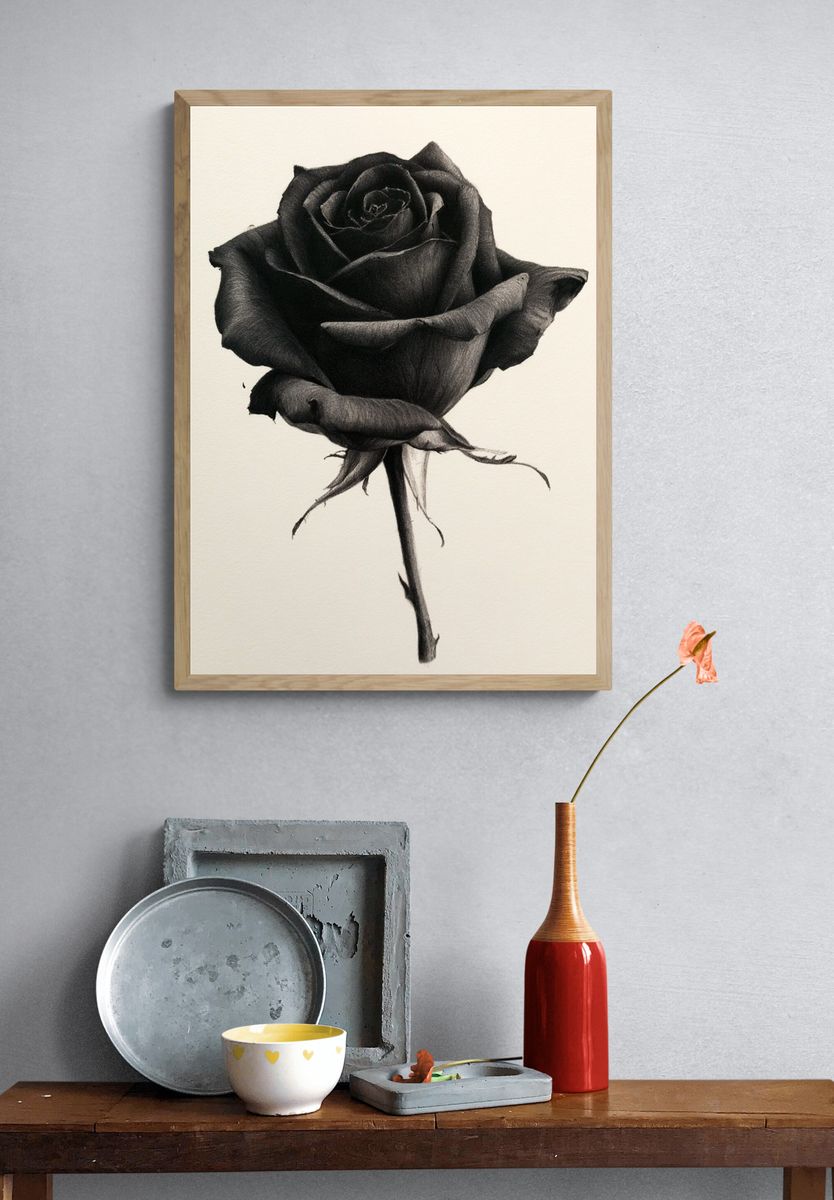 Black Rose Botanical Print. — room view 3
