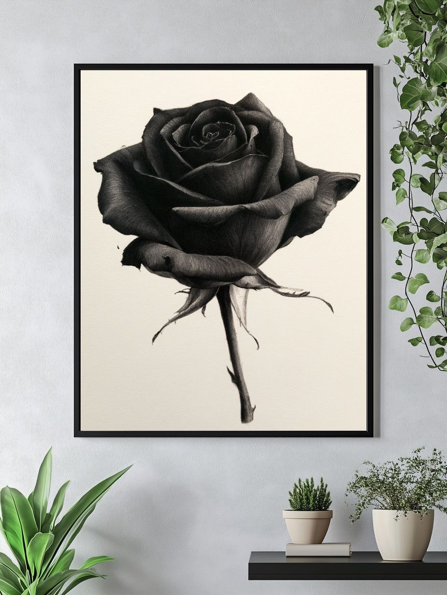 Black Rose Botanical Print. — room view 4