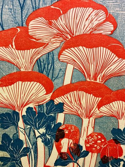 Red Mushrooms Vintage Print. poster print