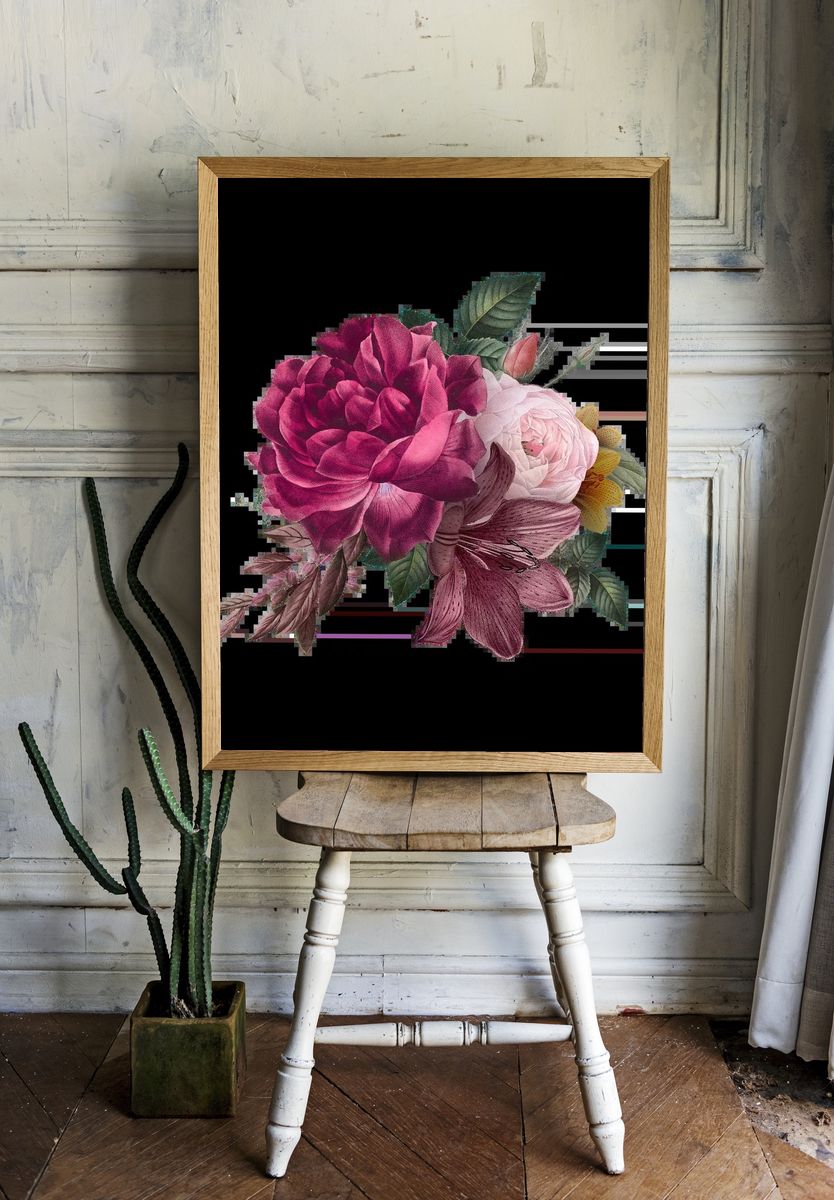 Beautiful hand drawn pink roses. room preview