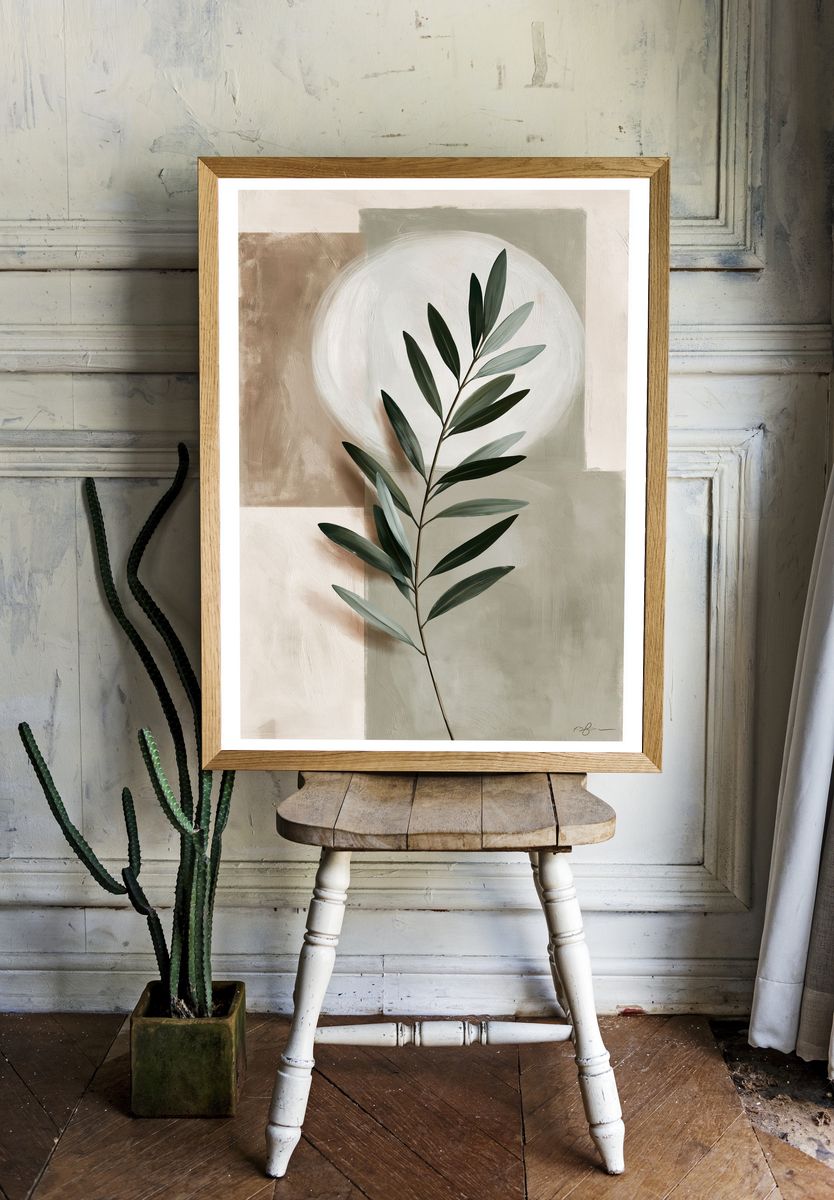 Olive Branch Botanical Print. — room view 1