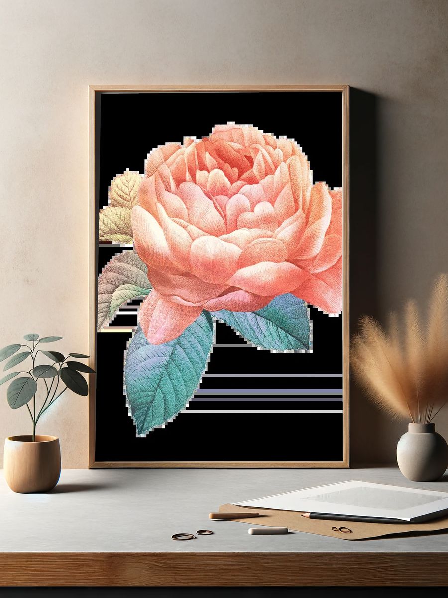 Peony Line Art Poster. — room view 2