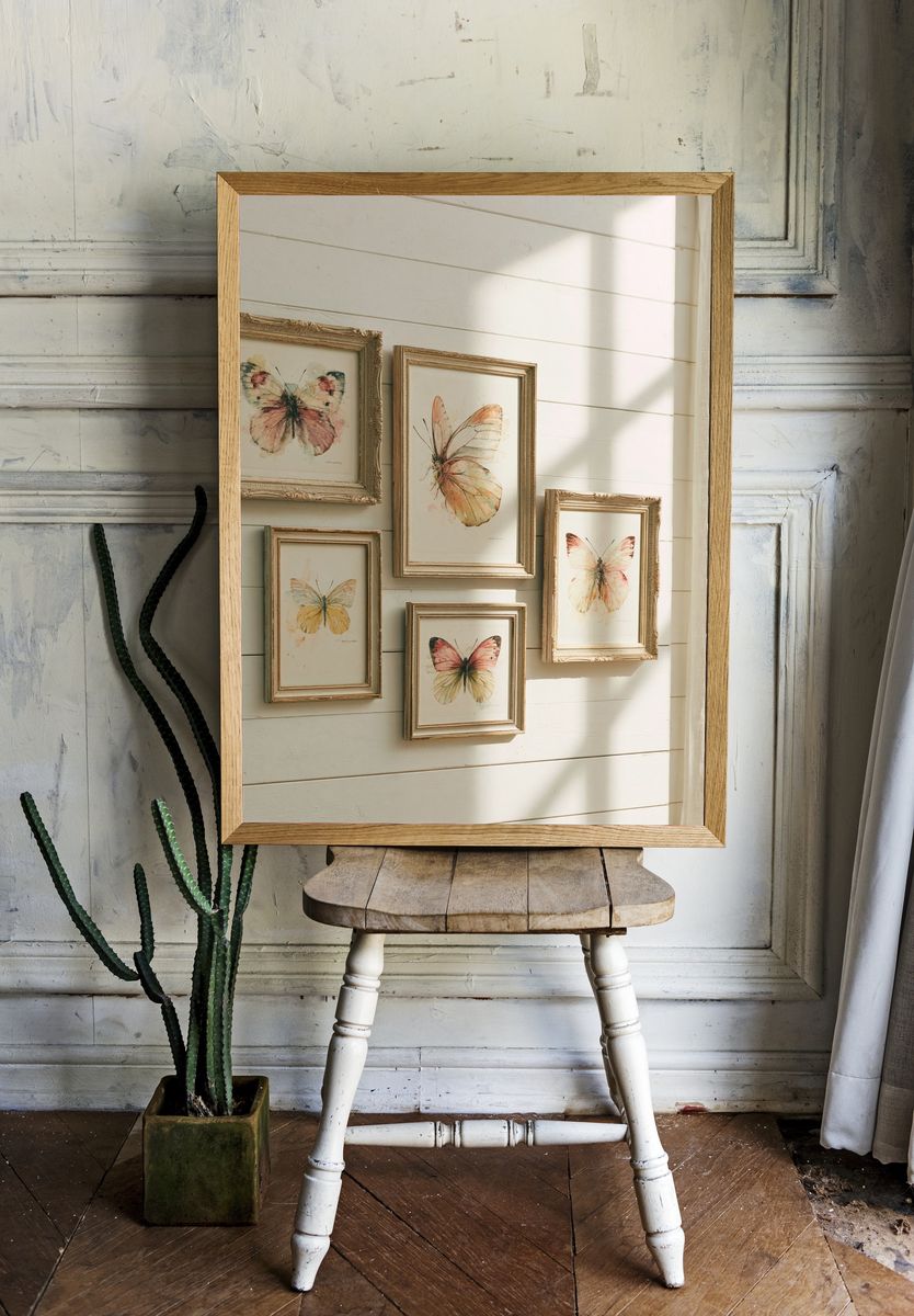Butterfly Watercolor Botanical Print. — room view 1