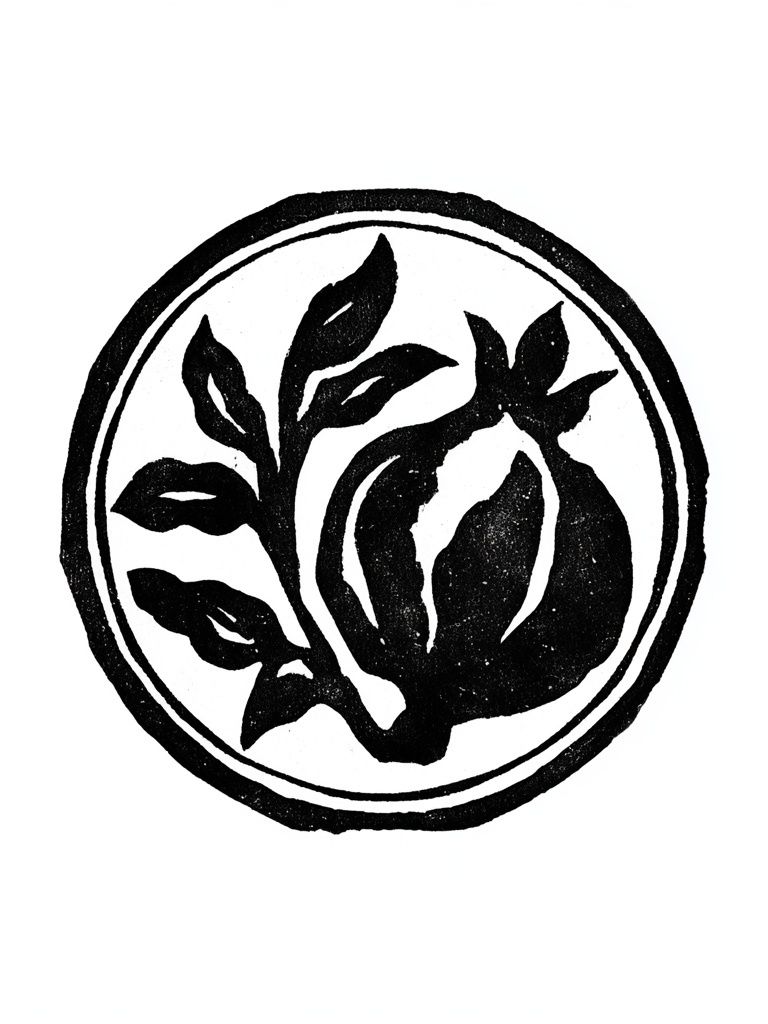 Pomegranate Botanical Ink Print. poster — botanical art