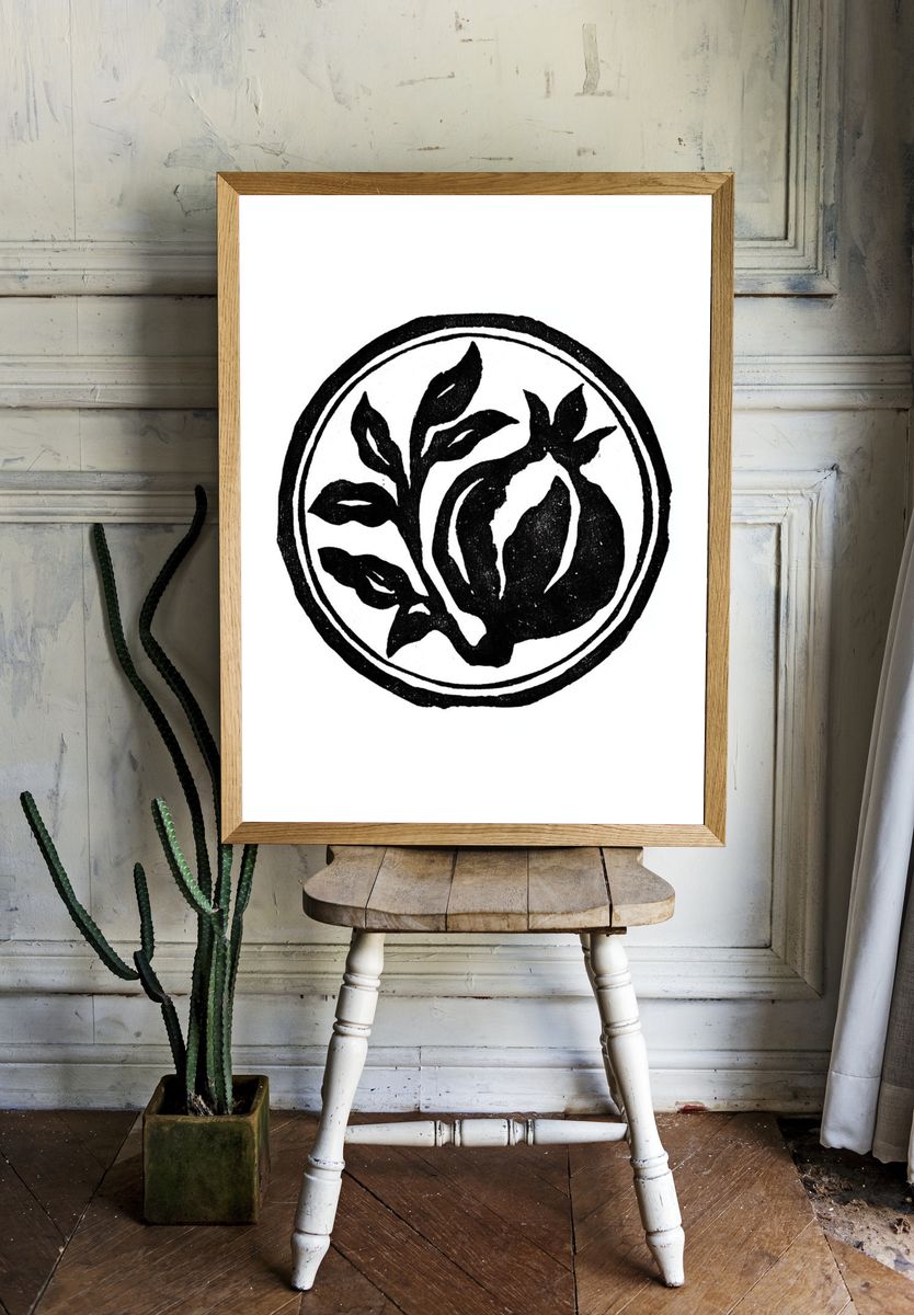 Pomegranate Botanical Ink Print. — room view 1