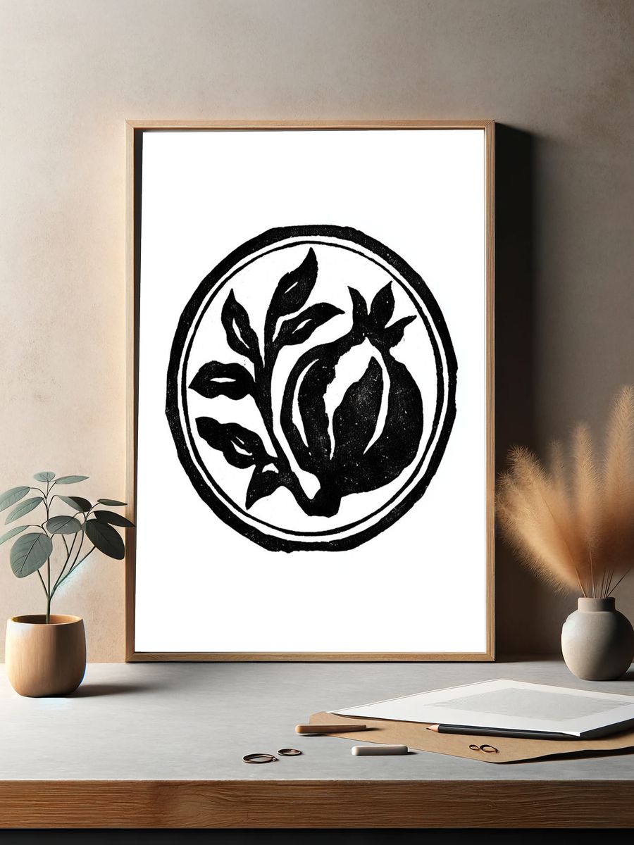 Pomegranate Botanical Ink Print. — room view 2