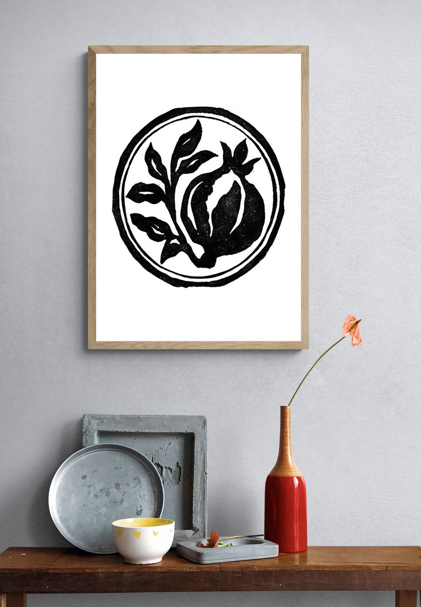 Pomegranate Botanical Ink Print. — room view 3