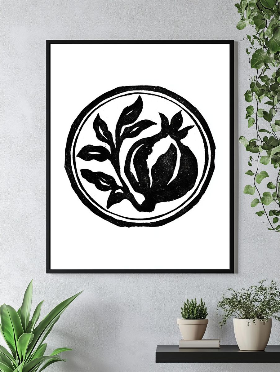 Pomegranate Botanical Ink Print. — room view 4