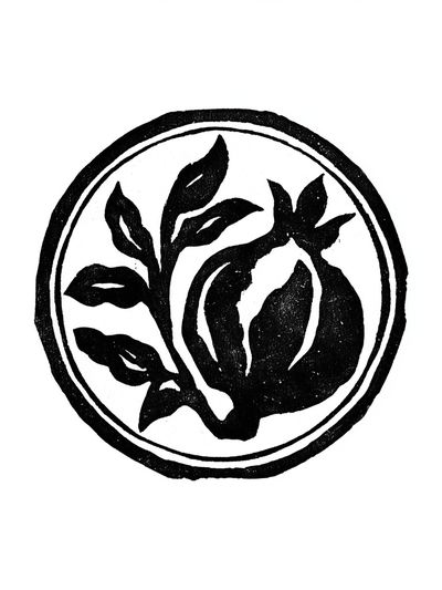 Pomegranate Botanical Ink Print. poster