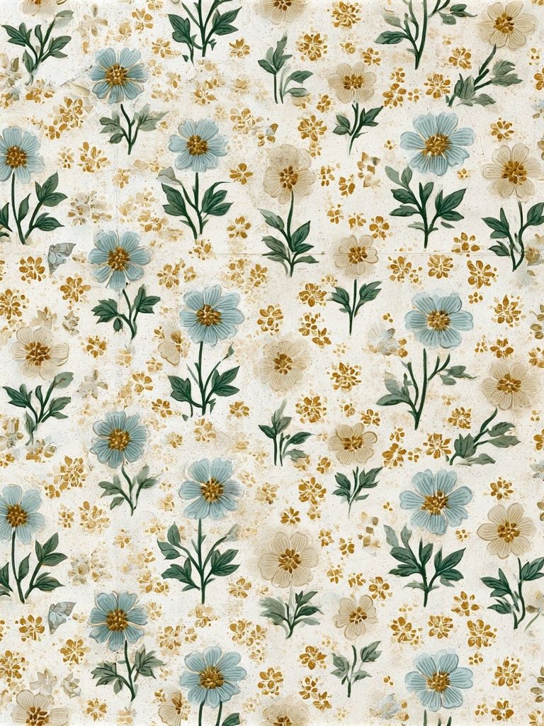 Blue Wildflower Pattern Print. poster detail