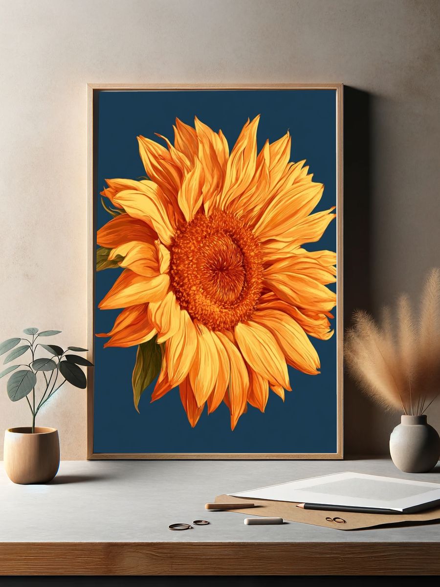 Sunflower Botanical Print. — room view 2