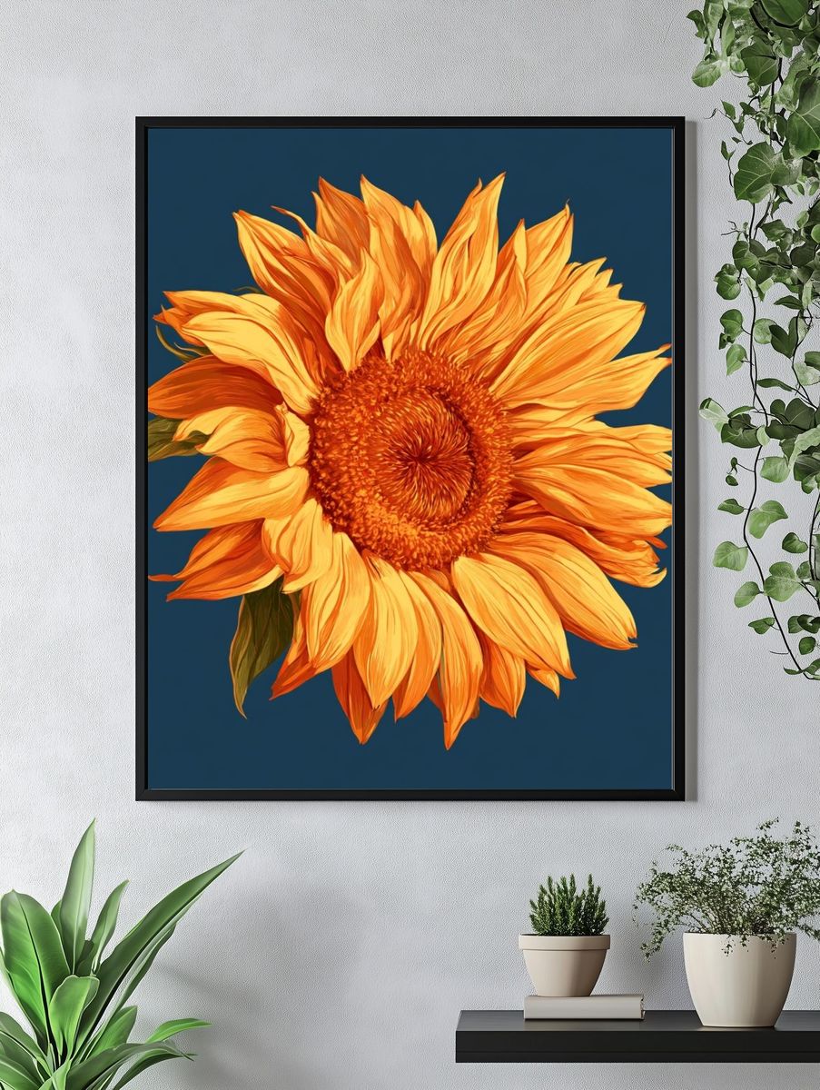 Sunflower Botanical Print. — room view 4
