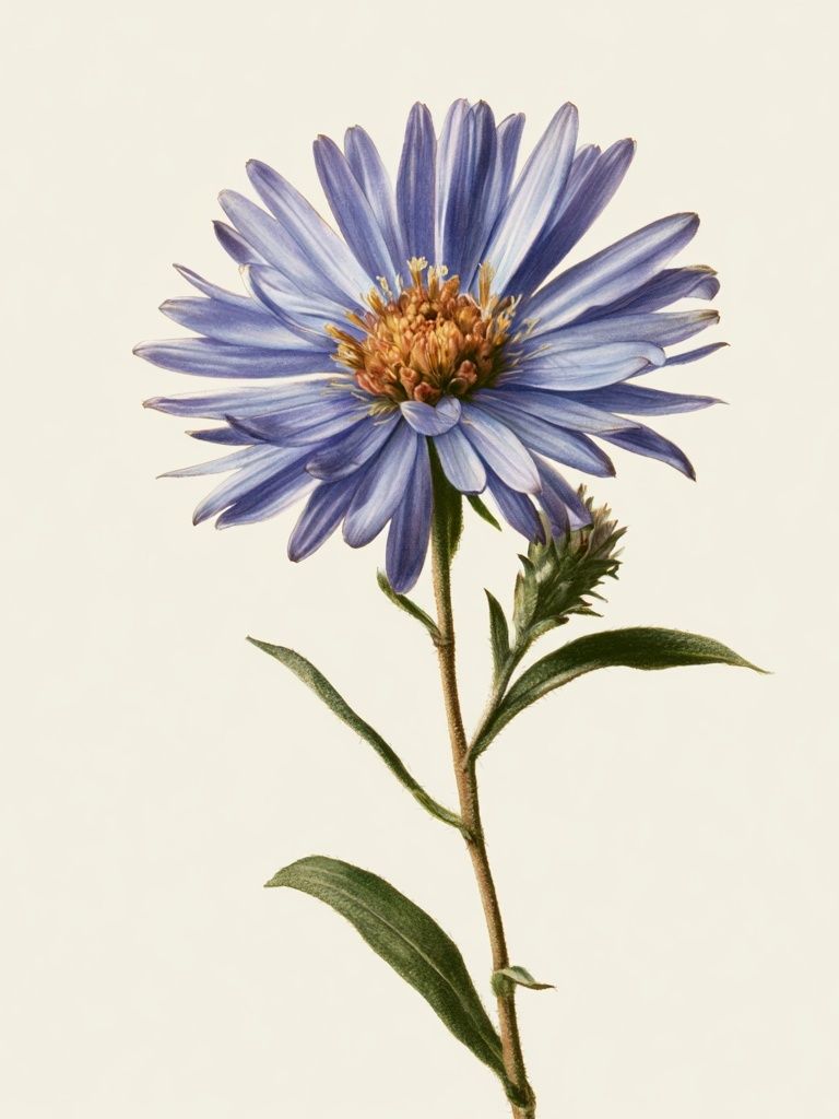 Blue Aster Botanical Print. poster — botanical art