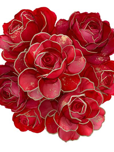 Red Rose Bouquet Illustration Poster. poster print